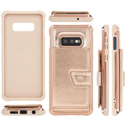 NALIA Schutzhülle kompatibel mit Samsung Galaxy S10e Hülle, Case mit Spiegel & Kartenfächern & Magnet-Verschluss, Glänzendes Kunst-Leder Etui Handy-Tasche Mirror Hard-Cover Handyhülle