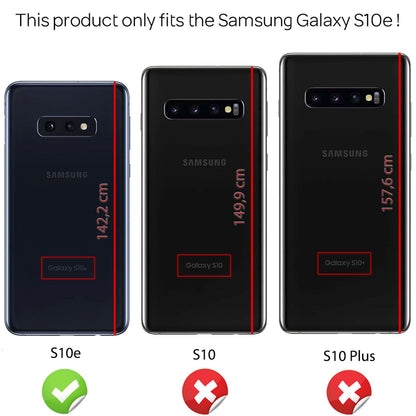 NALIA Schutzhülle kompatibel mit Samsung Galaxy S10e Hülle, Case mit Spiegel & Kartenfächern & Magnet-Verschluss, Glänzendes Kunst-Leder Etui Handy-Tasche Mirror Hard-Cover Handyhülle