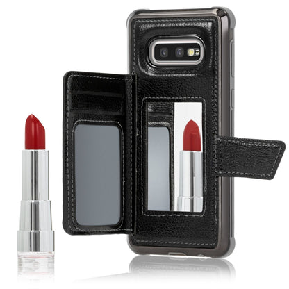 NALIA Schutzhülle kompatibel mit Samsung Galaxy S10e Hülle, Case mit Spiegel & Kartenfächern & Magnet-Verschluss, Glänzendes Kunst-Leder Etui Handy-Tasche Mirror Hard-Cover Handyhülle