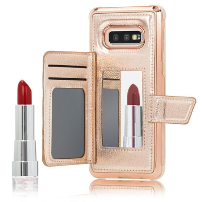 NALIA Schutzhülle kompatibel mit Samsung Galaxy S10e Hülle, Case mit Spiegel & Kartenfächern & Magnet-Verschluss, Glänzendes Kunst-Leder Etui Handy-Tasche Mirror Hard-Cover Handyhülle