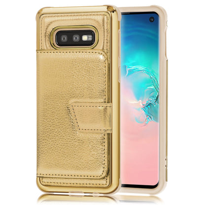 NALIA Schutzhülle kompatibel mit Samsung Galaxy S10e Hülle, Case mit Spiegel & Kartenfächern & Magnet-Verschluss, Glänzendes Kunst-Leder Etui Handy-Tasche Mirror Hard-Cover Handyhülle