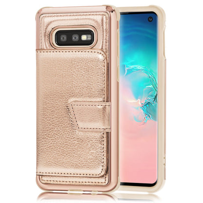 NALIA Schutzhülle kompatibel mit Samsung Galaxy S10e Hülle, Case mit Spiegel & Kartenfächern & Magnet-Verschluss, Glänzendes Kunst-Leder Etui Handy-Tasche Mirror Hard-Cover Handyhülle