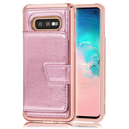 NALIA Schutzhülle kompatibel mit Samsung Galaxy S10e Hülle, Case mit Spiegel & Kartenfächern & Magnet-Verschluss, Glänzendes Kunst-Leder Etui Handy-Tasche Mirror Hard-Cover Handyhülle