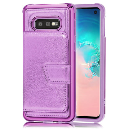 NALIA Schutzhülle kompatibel mit Samsung Galaxy S10e Hülle, Case mit Spiegel & Kartenfächern & Magnet-Verschluss, Glänzendes Kunst-Leder Etui Handy-Tasche Mirror Hard-Cover Handyhülle