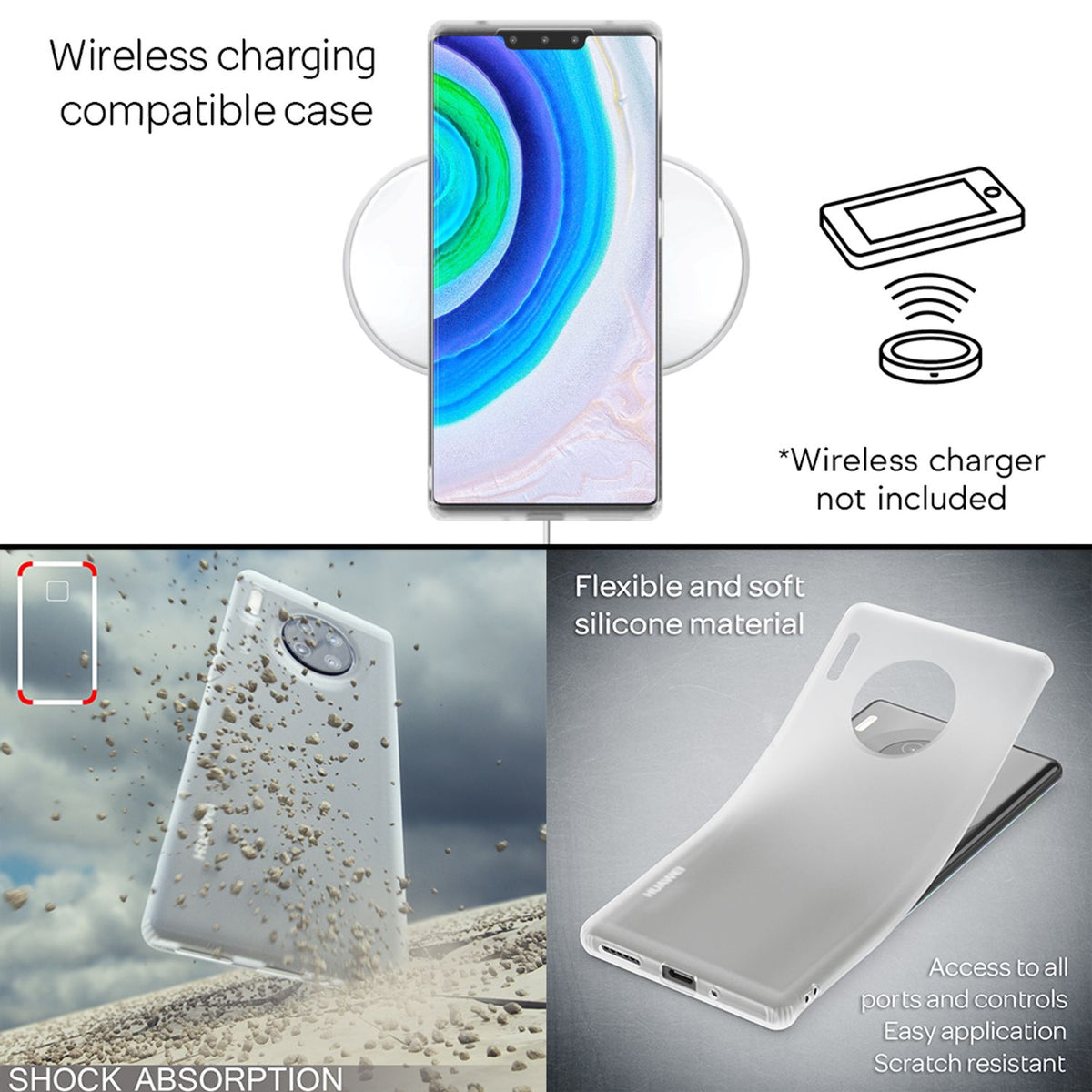 NALIA Silikonhülle kompatibel mit Huawei Mate 30 Pro Hülle, Dünne Durchsichtige Handyhülle Ultra-Slim Phone Case Cover, Weiche TPU Gummi Schutzhülle Silikon Handy-Tasche Soft Bumper