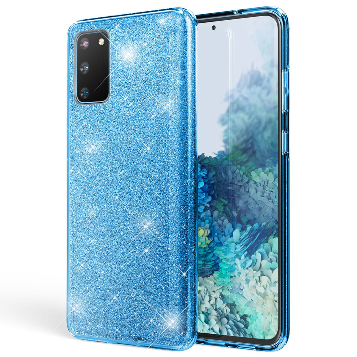 NALIA Glitzerhülle für Samsung Galaxy S20 – Funkelnder Glitzer-Look & Grip – SHINEPOP (Silikon Case) – Marke aus Berlin