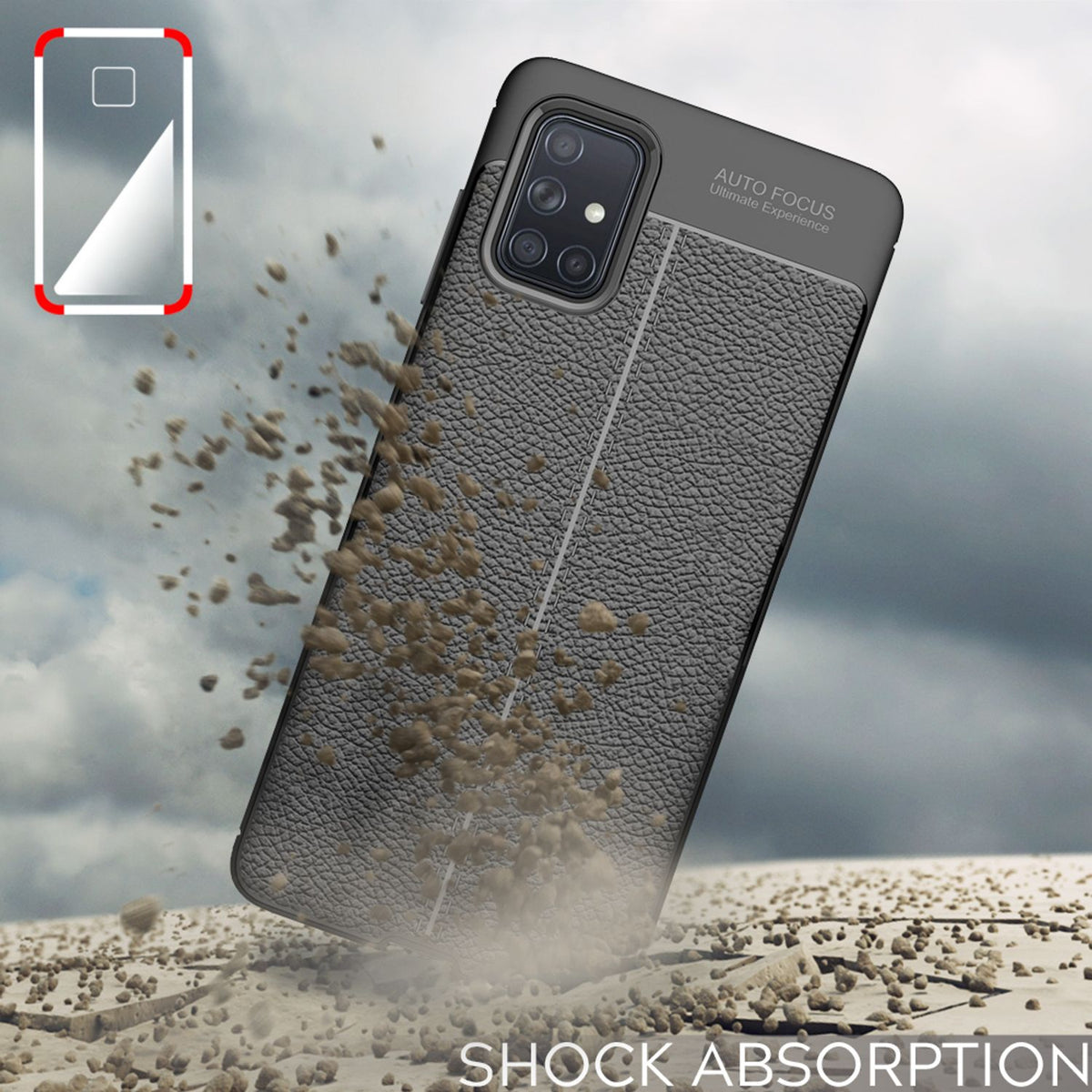 NALIA Design Case kompatibel mit Samsung Galaxy A51 Hülle, Leder Optik Stylische Handyhülle Stoßfeste Silikon Schutzhülle, Slim Phone Backcover Dünne Handy-Tasche Cover Robust Lederhülle - Schwarz