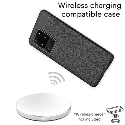 NALIA Design Case kompatibel mit Samsung Galaxy S20 Ultra Hülle, Leder Optik Stylische Handyhülle Stoßfeste Silikon Schutzhülle, Slim Phone Backcover Skin Dünne Handy-Tasche Cover Kratzfest - Schwarz