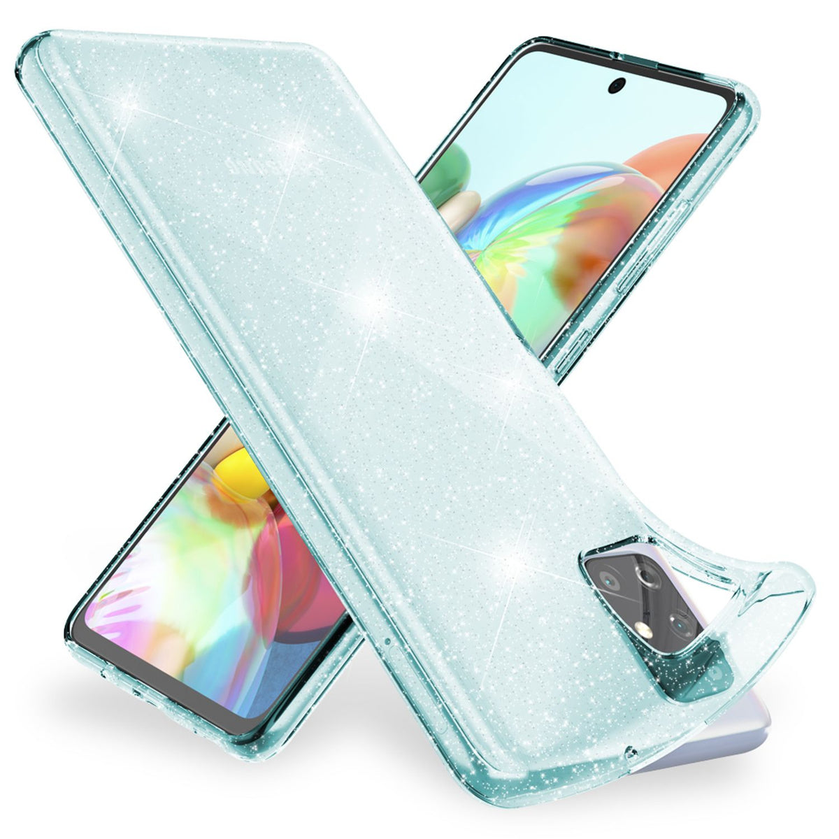 NALIA Glitzerhülle für Samsung Galaxy A51 – Funkelndes Silikon Case – DAZZLIN (Transparent & Stoßfest) – Marke aus Berlin