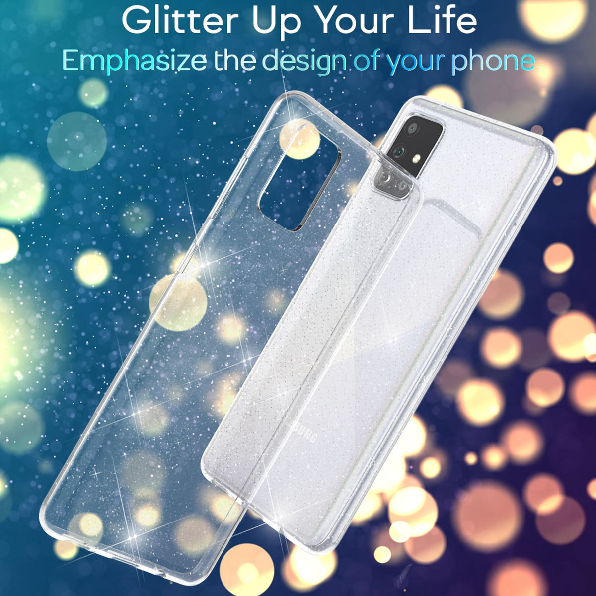 NALIA Glitzerhülle für Samsung Galaxy A51 – Funkelndes Silikon Case – DAZZLIN (Transparent & Stoßfest) – Marke aus Berlin