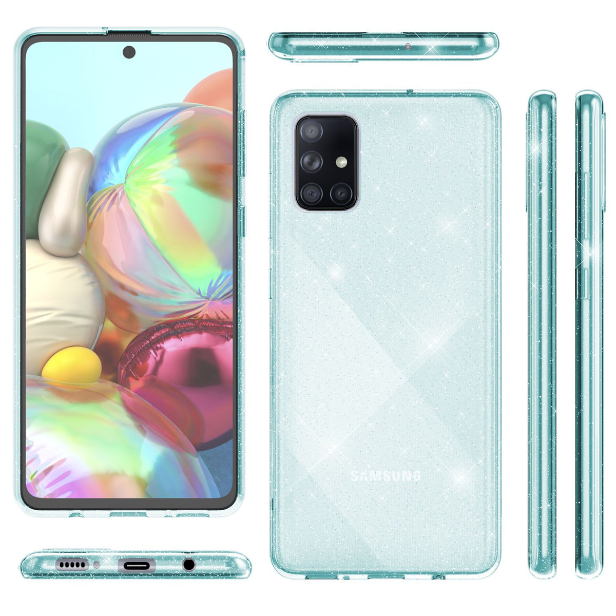 NALIA Glitzerhülle für Samsung Galaxy A51 – Funkelndes Silikon Case – DAZZLIN (Transparent & Stoßfest) – Marke aus Berlin