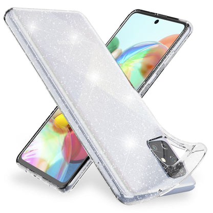 NALIA Glitzerhülle für Samsung Galaxy A71 – Funkelndes Silikon Case – DAZZLIN (Transparent & Stoßfest) – Marke aus Berlin