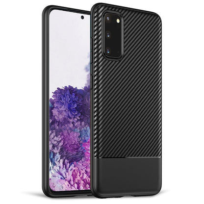 NALIA Design Case kompatibel mit Samsung Galaxy S20 Hülle, Carbon Look Stylische Handyhülle Stoßfeste Silikon Schutzhülle, Dünne Handy-Tasche Phone Cover Gummi Bumper Soft Etui Kratzfest - Schwarz