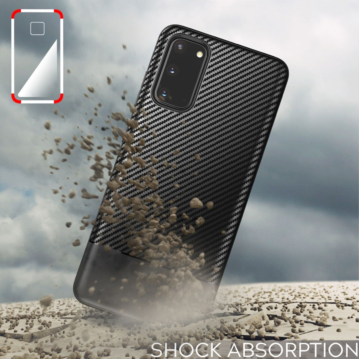 NALIA Design Case kompatibel mit Samsung Galaxy S20 Hülle, Carbon Look Stylische Handyhülle Stoßfeste Silikon Schutzhülle, Dünne Handy-Tasche Phone Cover Gummi Bumper Soft Etui Kratzfest - Schwarz