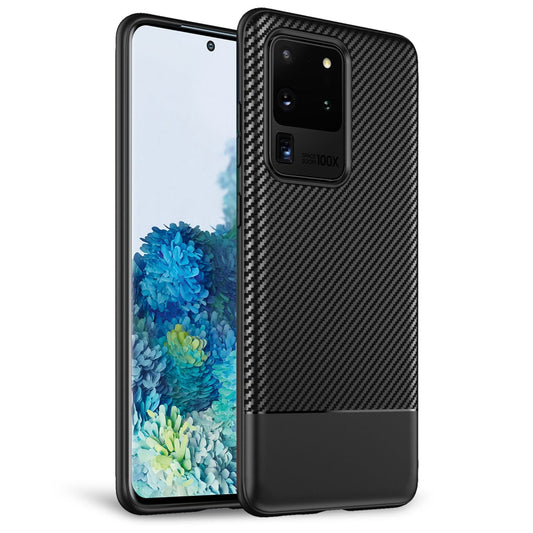 NALIA Silikonhülle für Samsung Galaxy S20 Ultra – Rutschfest & Matt – VORTEX (Gebürstete Optik & Carbon Design) – Marke aus Berlin