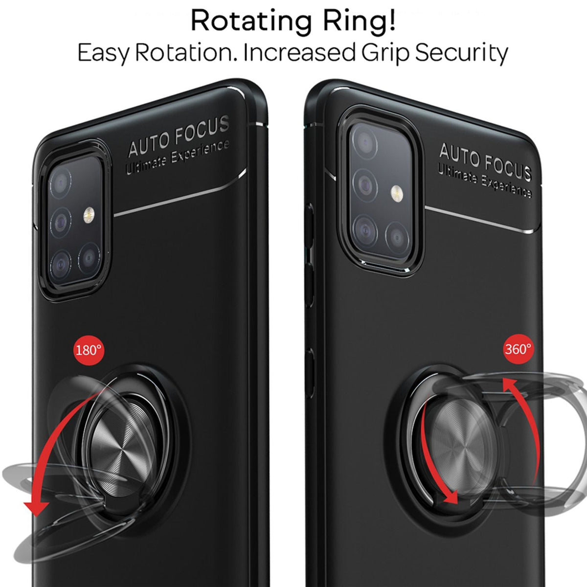 NALIA Ringhülle für Samsung Galaxy A51 – Ring-Ständer 360° & für Magnet-Halter – GRIP360 (Mattiertes Silikon Case) – Marke aus Berlin