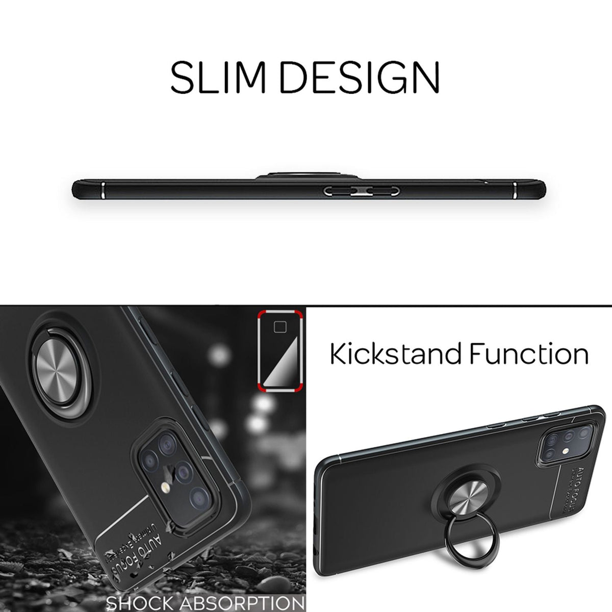 NALIA Ringhülle für Samsung Galaxy A51 – Ring-Ständer 360° & für Magnet-Halter – GRIP360 (Mattiertes Silikon Case) – Marke aus Berlin