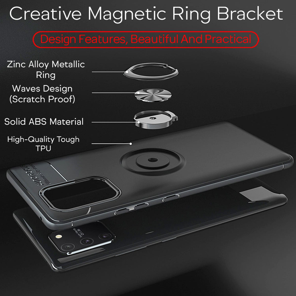 NALIA Ring Handyhülle kompatibel mit Samsung Galaxy S10 Lite Hülle, Silikon Cover mit 360-Grad Finger-Halter für magnetische KFZ-Halterung, Schutzhülle Phone Case Handy-Tasche Bumper
