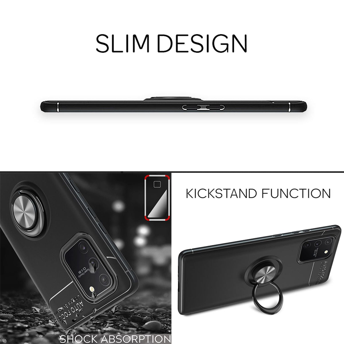 NALIA Ring Handyhülle kompatibel mit Samsung Galaxy S10 Lite Hülle, Silikon Cover mit 360-Grad Finger-Halter für magnetische KFZ-Halterung, Schutzhülle Phone Case Handy-Tasche Bumper