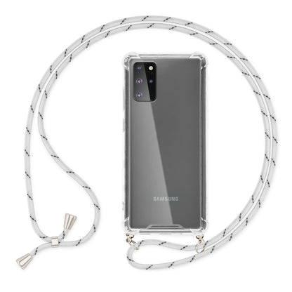 NALIA Handykette für Samsung Galaxy S20 Plus – Transparentes Hybrid-Case & Band – HANGIT (Anti-Gelb Rückseite & Verstellbar) – Marke aus Berlin