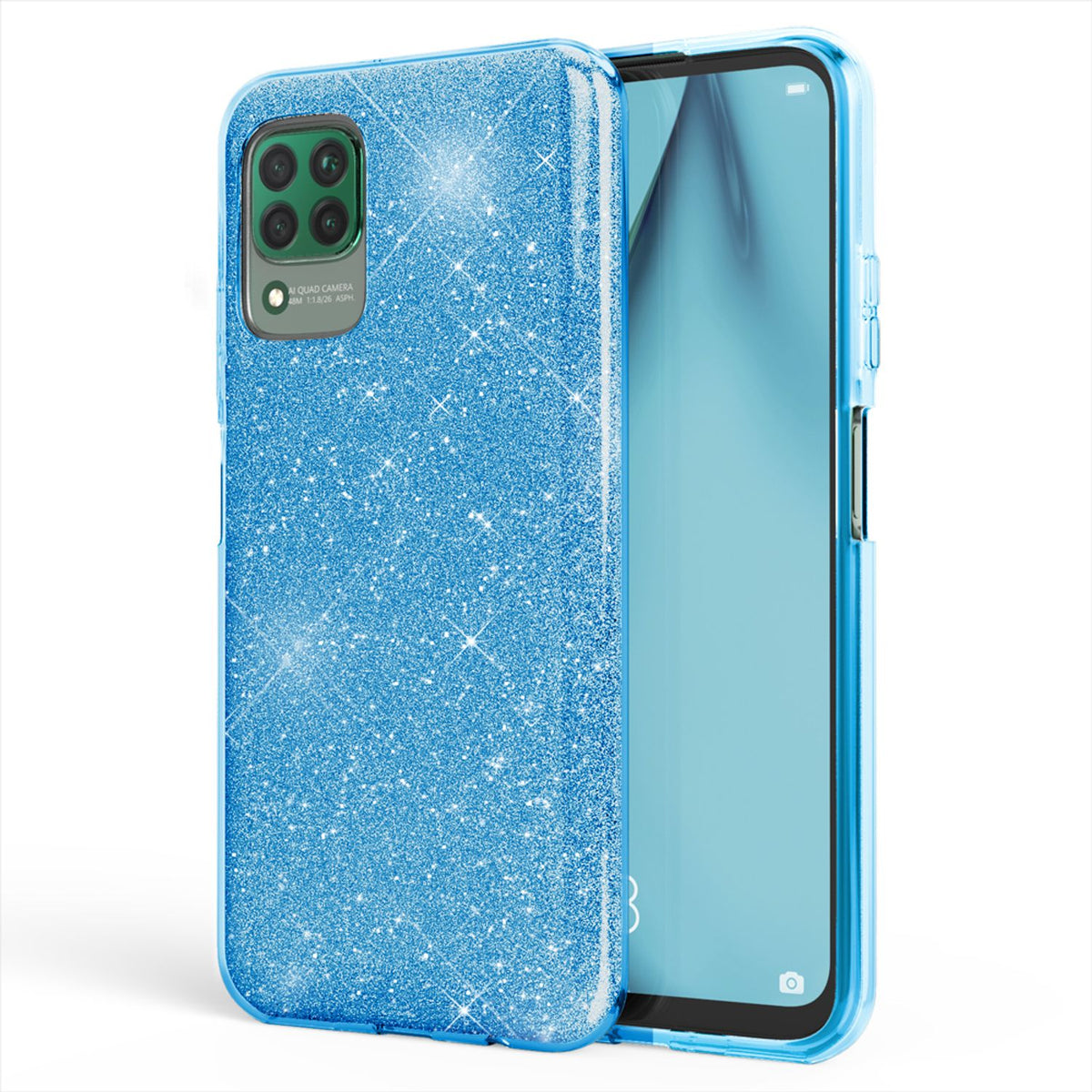 NALIA Glitzerhülle für Huawei P40 Lite – Funkelnder Glitzer-Look & Grip – SHINEPOP (Silikon Case) – Marke aus Berlin