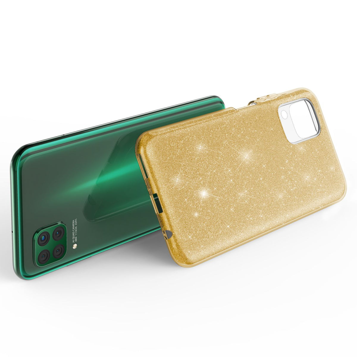 NALIA Glitzerhülle für Huawei P40 Lite – Funkelnder Glitzer-Look & Grip – SHINEPOP (Silikon Case) – Marke aus Berlin