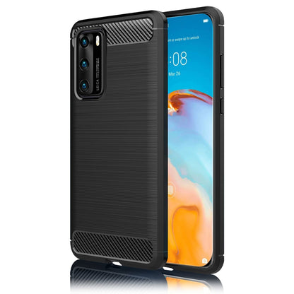 NALIA Silikonhülle für Huawei P40 – Rutschfest & Matt – VORTEX (Gebürstete Optik & Carbon Design) – Marke aus Berlin