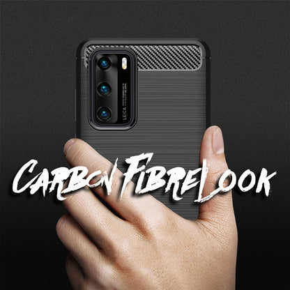 NALIA Silikonhülle für Huawei P40 – Rutschfest & Matt – VORTEX (Gebürstete Optik & Carbon Design) – Marke aus Berlin