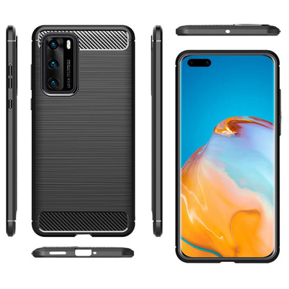 NALIA Silikonhülle für Huawei P40 – Rutschfest & Matt – VORTEX (Gebürstete Optik & Carbon Design) – Marke aus Berlin