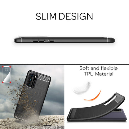 NALIA Silikonhülle für Huawei P40 – Rutschfest & Matt – VORTEX (Gebürstete Optik & Carbon Design) – Marke aus Berlin