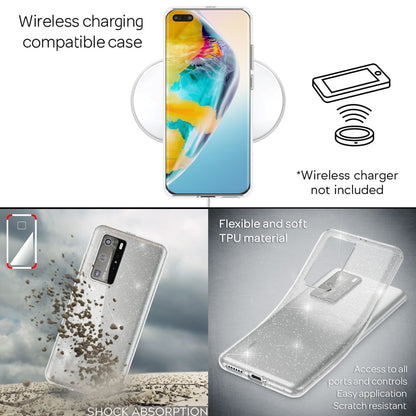NALIA Glitzerhülle für Huawei P40 Pro – Funkelndes Silikon Case – DAZZLIN (Transparent & Stoßfest) – Marke aus Berlin