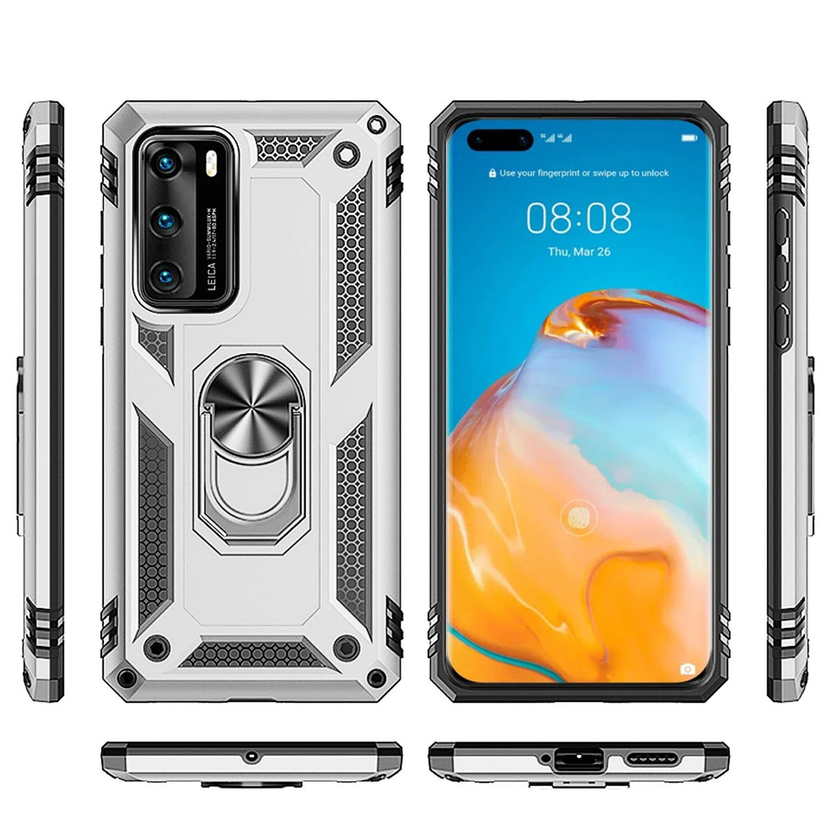 NALIA Ring Handyhülle kompatibel mit Huawei P40 Hülle, Kratzfeste Schutzhülle mit 360° Finger-Halter, Dünnes Silikon Cover Innen & Hardcase, Phone Case für magnetische KFZ-Halterung