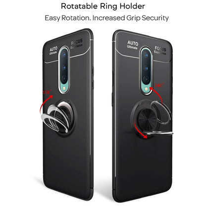 NALIA Ring Handyhülle kompatibel mit OnePlus 8 Hülle, Silikon Cover mit 360-Grad Finger-Halter für magnetische KFZ-Halterung, Schutzhülle Phone Case Handy-Tasche Etui Bumper Silikonhülle - Schwarz