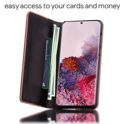 NALIA Echt-Holz Flipcase kompatibel mit Samsung Galaxy S20 Hülle, Premium Wood Etui Handyhülle mit Klappe Handy-Tasche Phone Case Cover Schutzhülle Flipcover Klapphülle Rundum Schutz Bumper - Walnuss