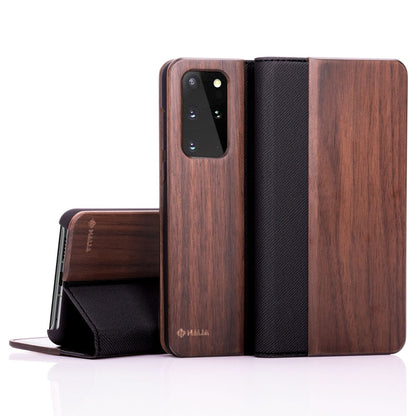 NALIA Echt-Holz Flipcase kompatibel mit Samsung Galaxy S20 Plus Hülle, Premium Wood Etui Handyhülle mit Klappe Handy-Tasche Phone Case Cover Schutzhülle Flipcover Klapphülle Rundum Bumper - Walnuss