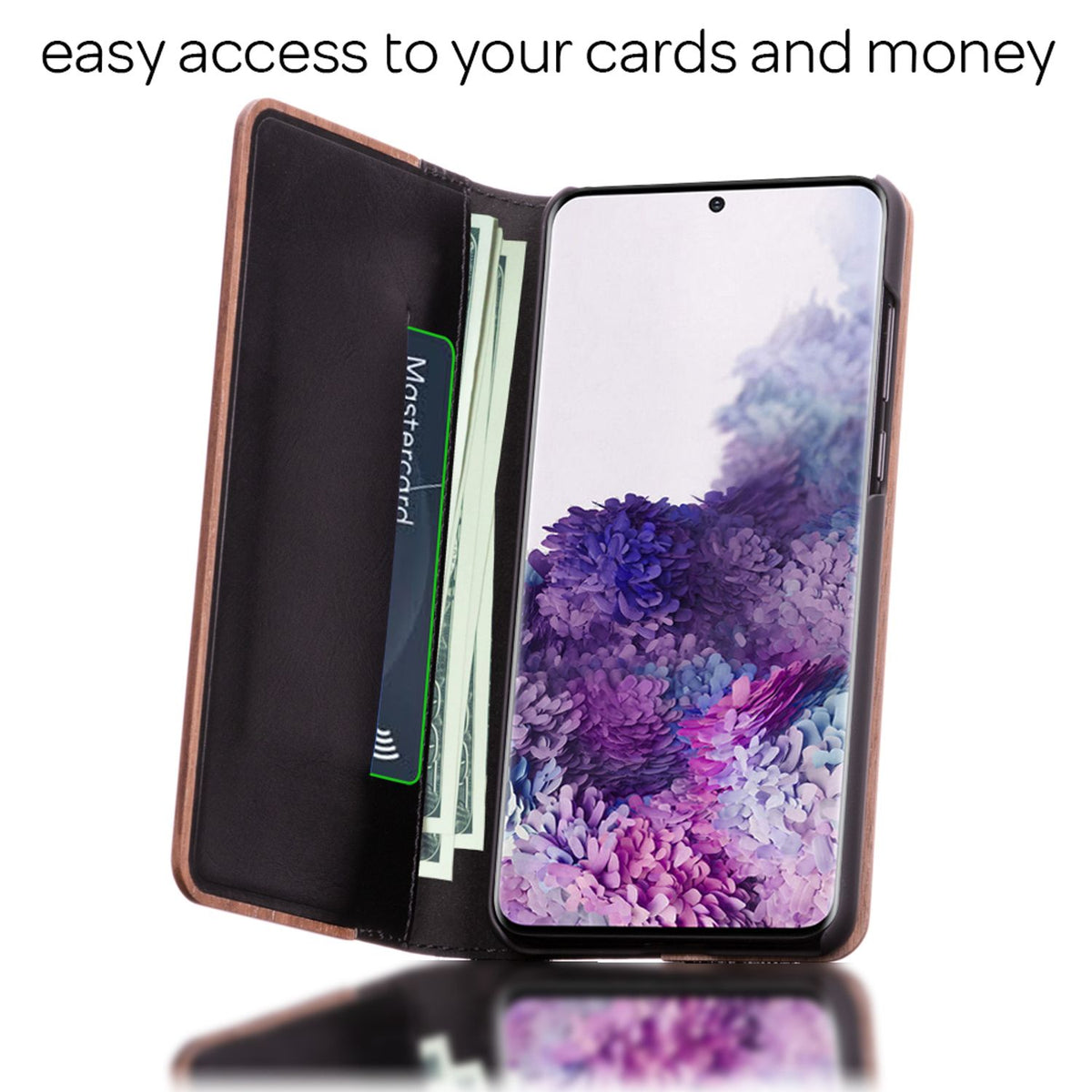 NALIA Echt-Holz Flipcase kompatibel mit Samsung Galaxy S20 Plus Hülle, Premium Wood Etui Handyhülle mit Klappe Handy-Tasche Phone Case Cover Schutzhülle Flipcover Klapphülle Rundum Bumper - Walnuss