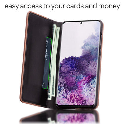 NALIA Echt-Holz Flipcase kompatibel mit Samsung Galaxy S20 Plus Hülle, Premium Wood Etui Handyhülle mit Klappe Handy-Tasche Phone Case Cover Schutzhülle Flipcover Klapphülle Rundum Bumper - Walnuss