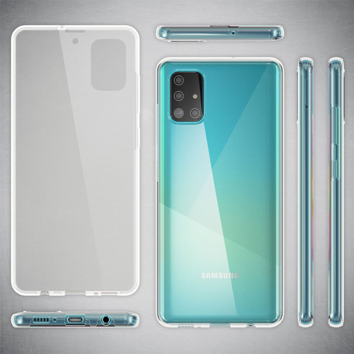 NALIA 360 Grad Case kompatibel mit Samsung Galaxy A71 Hülle, Silikon Full-Body Handyhülle Rundum Cover Dünn, Komplett-Schutz & Displayschutz Phone Bumper Ganzkörper Schutzhülle TPU Etui - Transparent