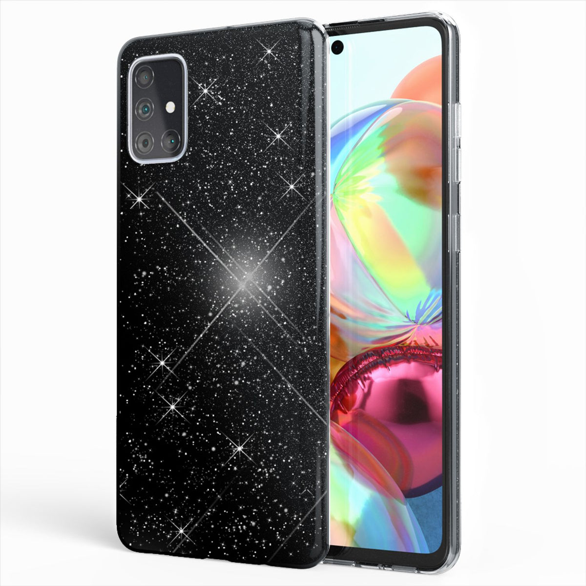 NALIA Glitzerhülle für Samsung Galaxy A51 – Funkelnder Glitzer-Look & Grip – SHINEPOP (Silikon Case) – Marke aus Berlin