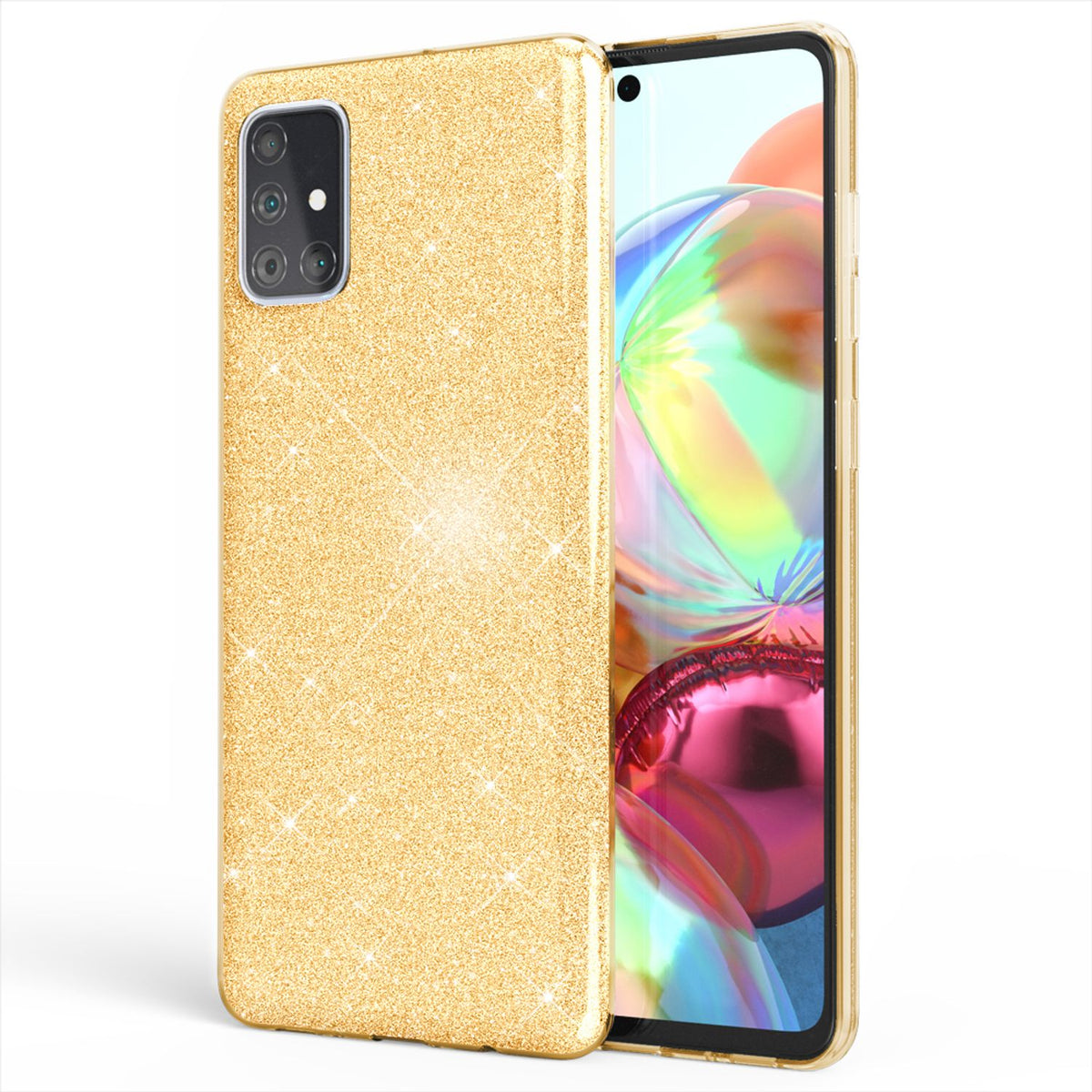 NALIA Glitzerhülle für Samsung Galaxy A51 – Funkelnder Glitzer-Look & Grip – SHINEPOP (Silikon Case) – Marke aus Berlin