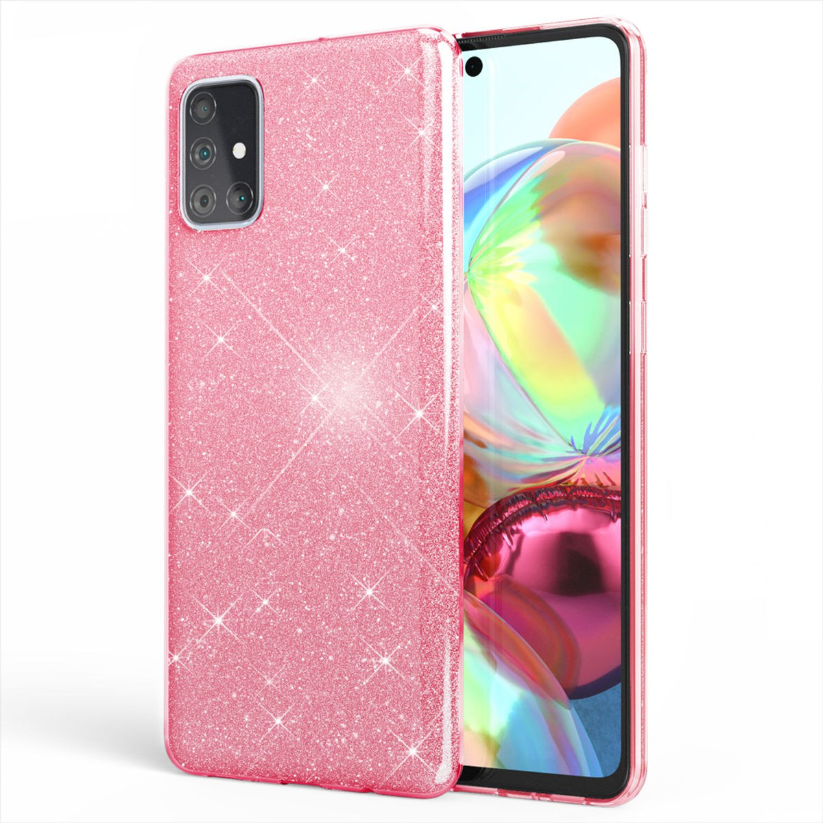 NALIA Glitzerhülle für Samsung Galaxy A51 – Funkelnder Glitzer-Look & Grip – SHINEPOP (Silikon Case) – Marke aus Berlin