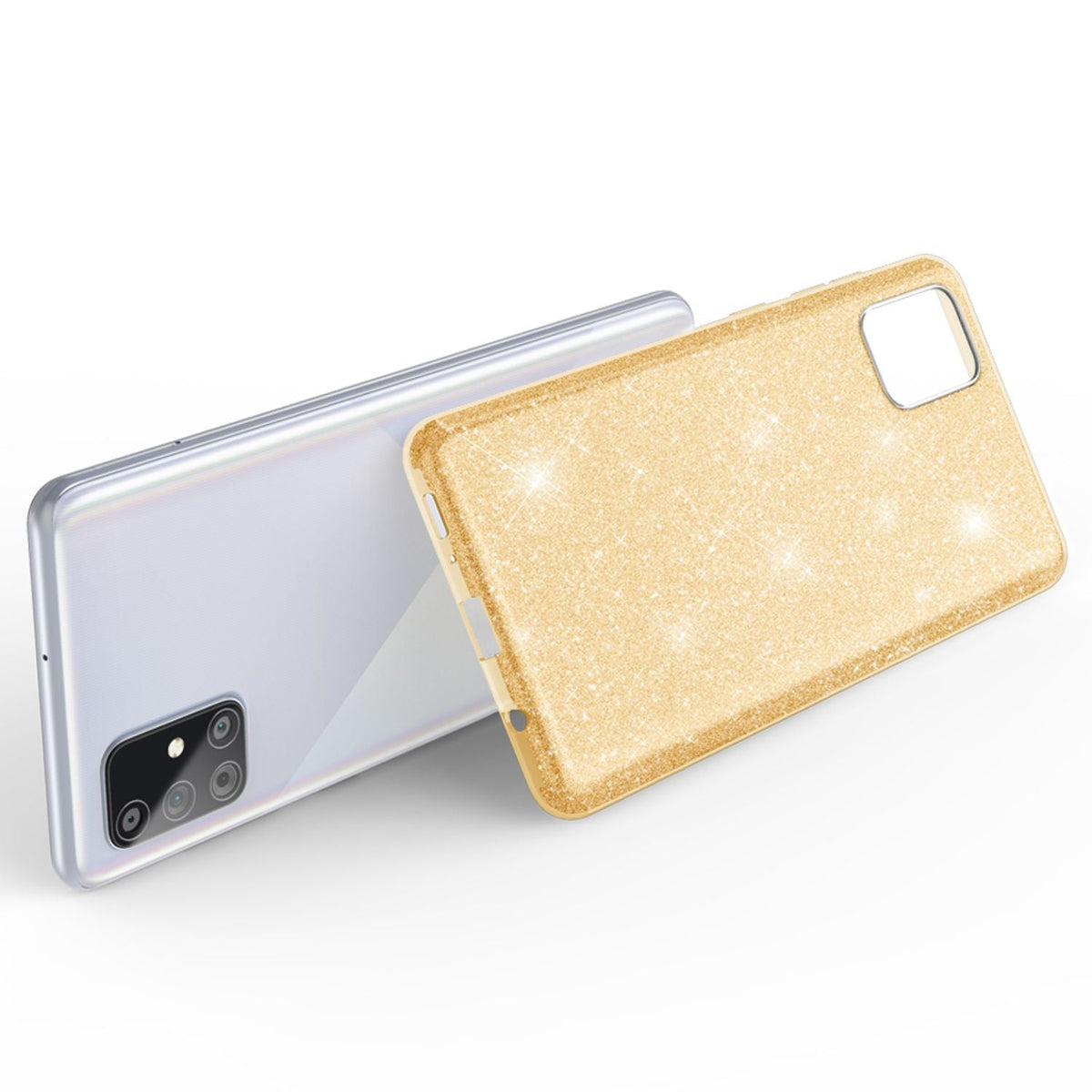 NALIA Glitzerhülle für Samsung Galaxy A51 – Funkelnder Glitzer-Look & Grip – SHINEPOP (Silikon Case) – Marke aus Berlin