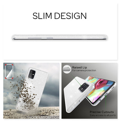 NALIA Glitzerhülle für Samsung Galaxy A51 – Funkelnder Glitzer-Look & Grip – SHINEPOP (Silikon Case) – Marke aus Berlin