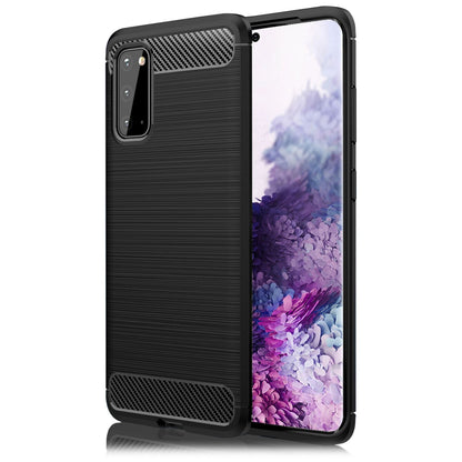 NALIA Design Case kompatibel mit Samsung Galaxy S20 Hülle, Carbon Look Stylische Handyhülle Stoßfeste Silikon Schutzhülle, Dünne Handy-Tasche Phone Cover Bumper Soft Skin TPU Etui Kratzfest - Schwarz