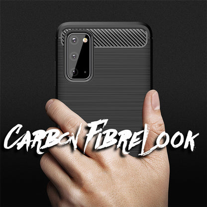NALIA Design Case kompatibel mit Samsung Galaxy S20 Hülle, Carbon Look Stylische Handyhülle Stoßfeste Silikon Schutzhülle, Dünne Handy-Tasche Phone Cover Bumper Soft Skin TPU Etui Kratzfest - Schwarz