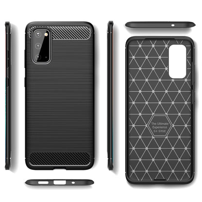 NALIA Design Case kompatibel mit Samsung Galaxy S20 Hülle, Carbon Look Stylische Handyhülle Stoßfeste Silikon Schutzhülle, Dünne Handy-Tasche Phone Cover Bumper Soft Skin TPU Etui Kratzfest - Schwarz