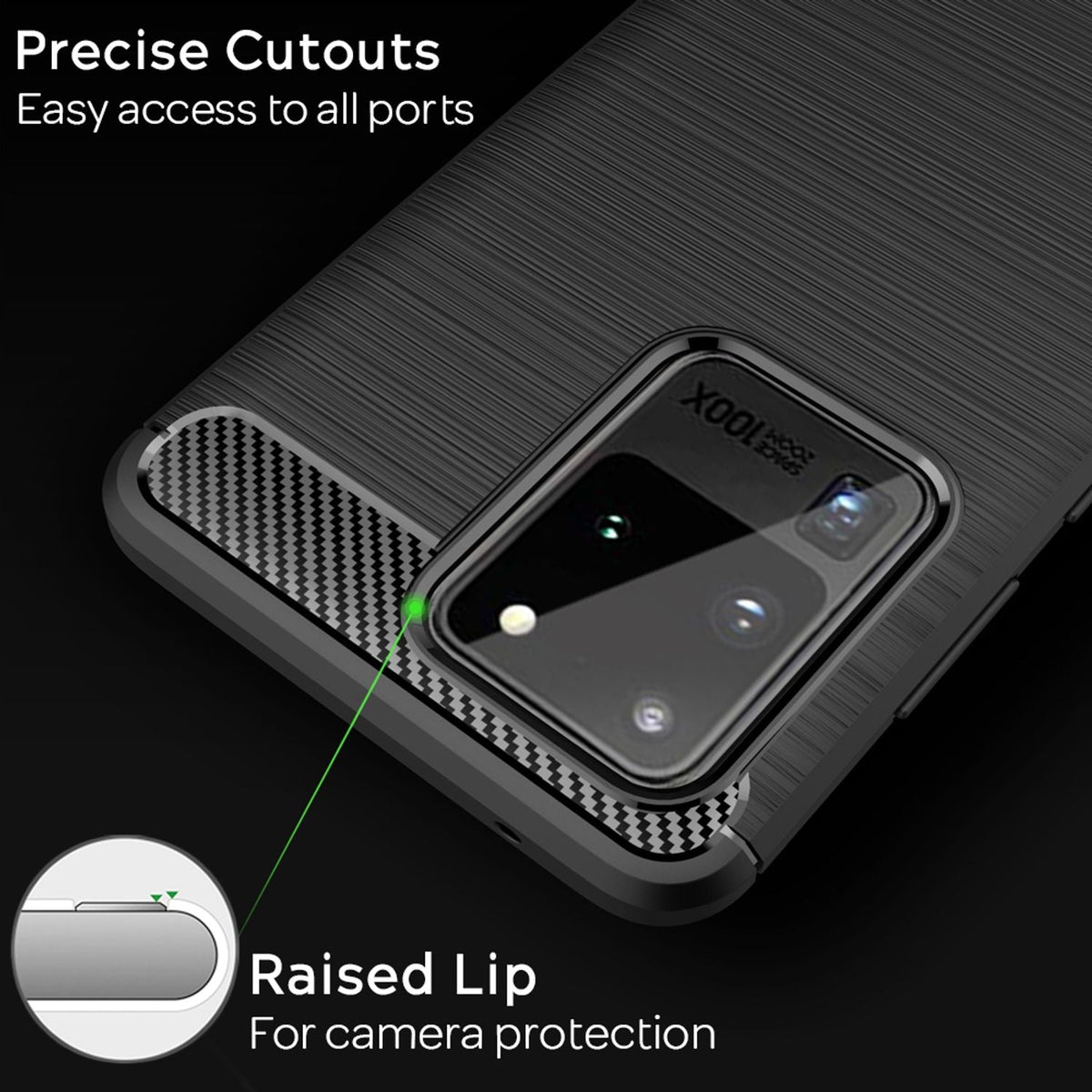 NALIA Design Case kompatibel mit Samsung Galaxy S20 Ultra Hülle, Carbon Look Stylische Handyhülle Stoßfeste Silikon Schutzhülle, Dünne Handy-Tasche Phone Cover Bumper Soft Skin TPU Kratzfest - Schwarz