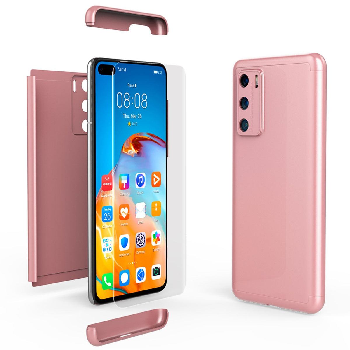 NALIA 360 Grad Handyhülle kompatibel mit Huawei P40 Hülle, Full-Cover & Glas vorne hinten Rundum Doppel-Schutz, Dünn Ganzkörper Phone Case Etui Handy-Tasche, Bumper & Displayschutz
