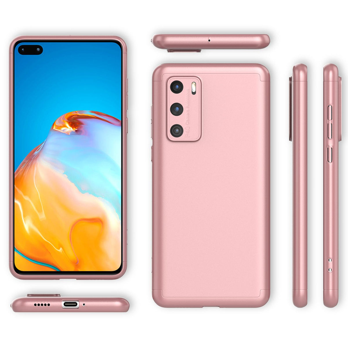 NALIA 360 Grad Handyhülle kompatibel mit Huawei P40 Hülle, Full-Cover & Glas vorne hinten Rundum Doppel-Schutz, Dünn Ganzkörper Phone Case Etui Handy-Tasche, Bumper & Displayschutz