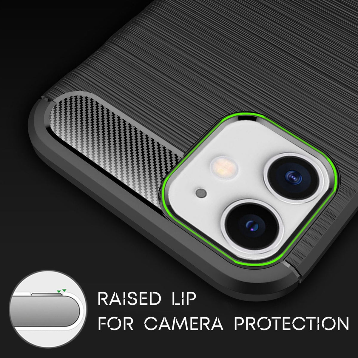 NALIA Design Case kompatibel mit iPhone 12 / iPhone 12 Pro Hülle, Carbon Look Stylische Handyhülle Stoßfeste Silikon Schutzhülle, Dünne Handy-Tasche Phone Cover Soft Skin Etui Kratzfest - Schwarz